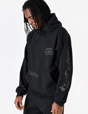 Brain Dead Tonal Type Print Hoodie Sweatshirt Sz L Heavyweight Government Grunge